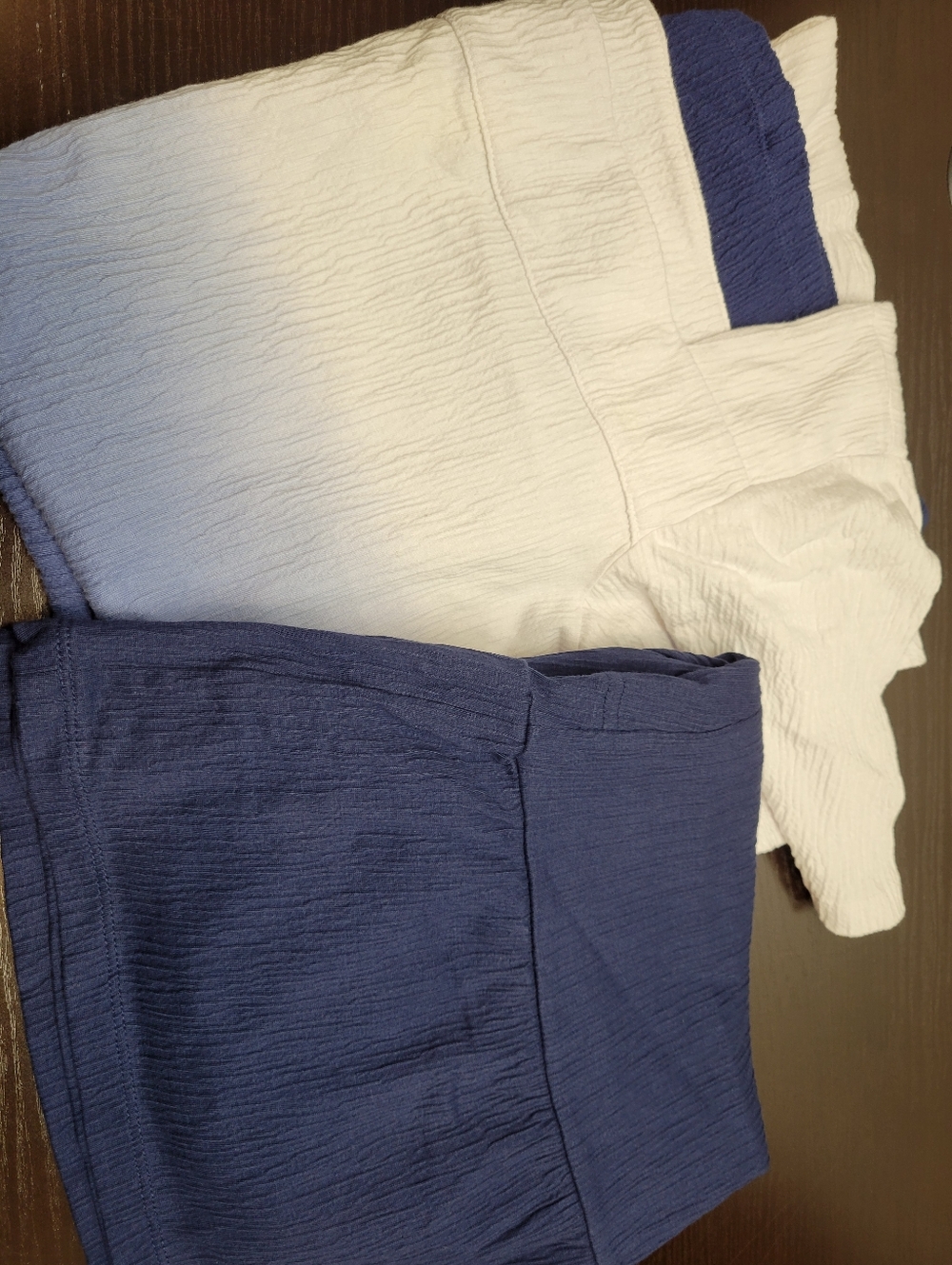 Lands' End 2-Piece Crinkle Knit Set - Blue Ombre Top & Tiered Skirt - Size Small